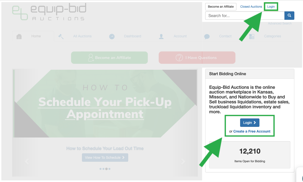 Login area screenshot