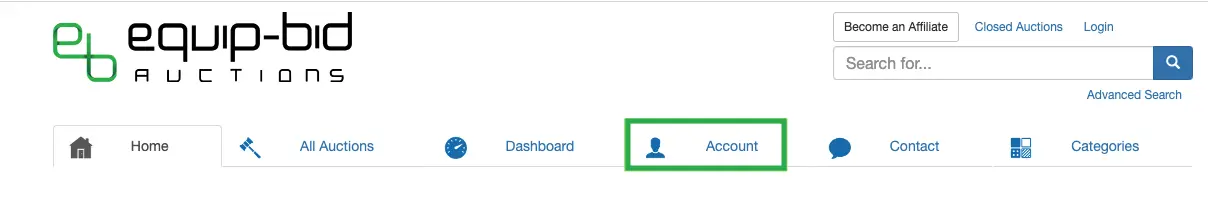 Account tab screenshot