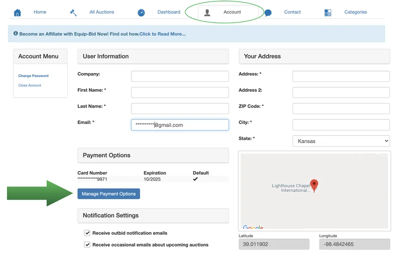 Manage Payment Options screenshot