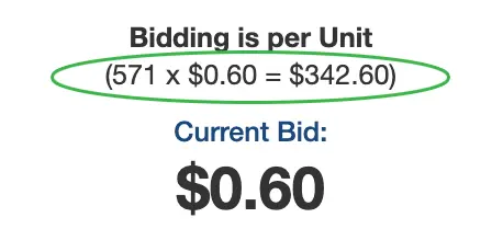 Per-unit bid multiplied by quantity screenshot