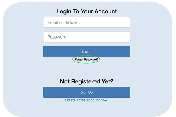 Login page with Forgot Password link highlighted