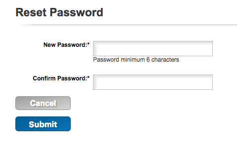 Create new password form