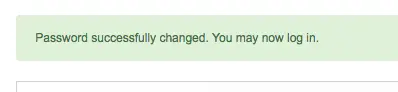 Login page after password reset